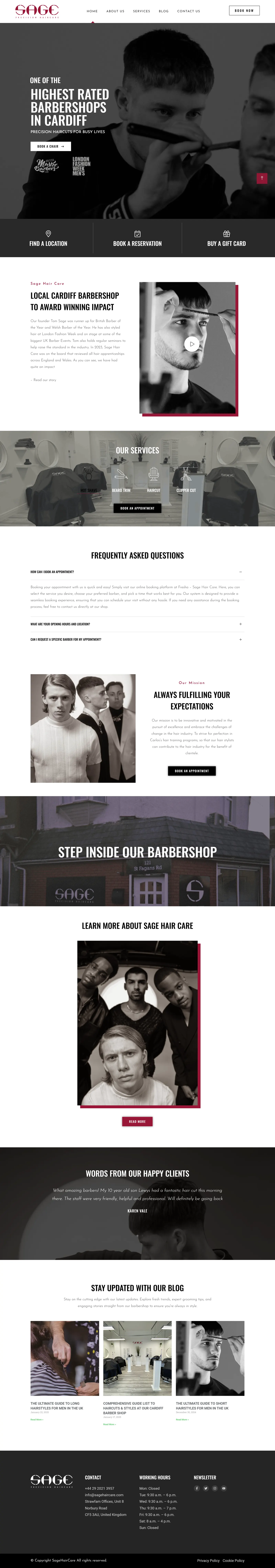 Sage Hair Care full homepage