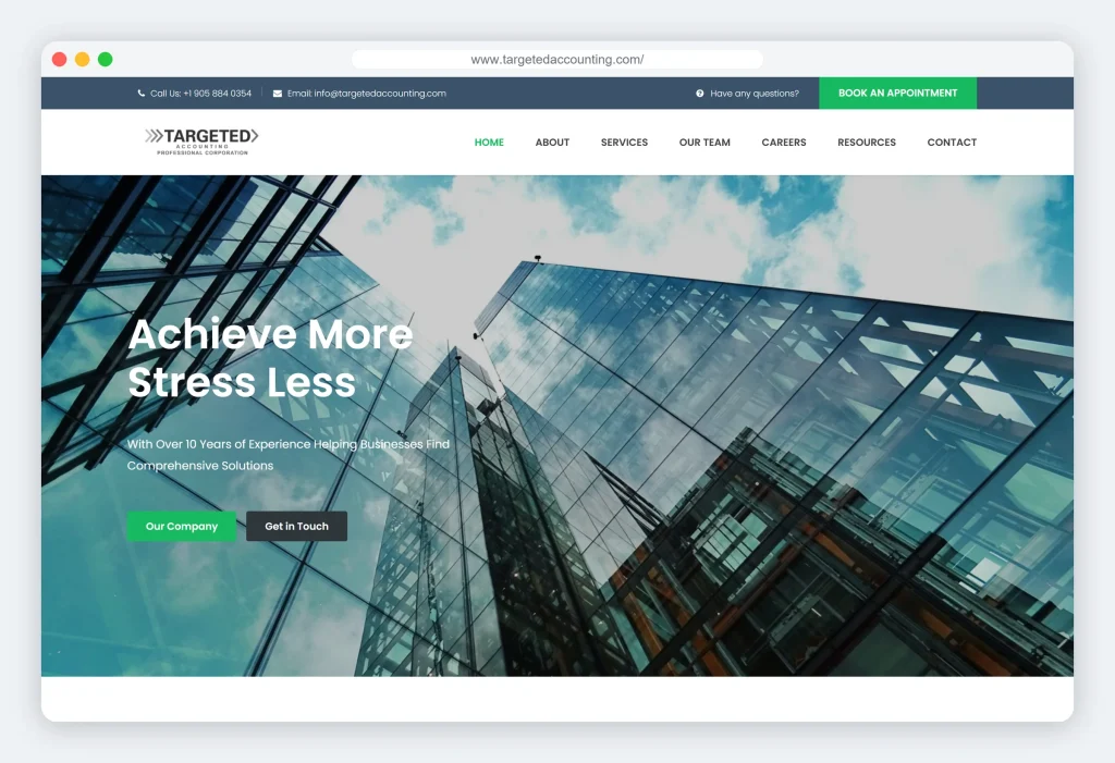 Targeted Accounting website homepage on desktop